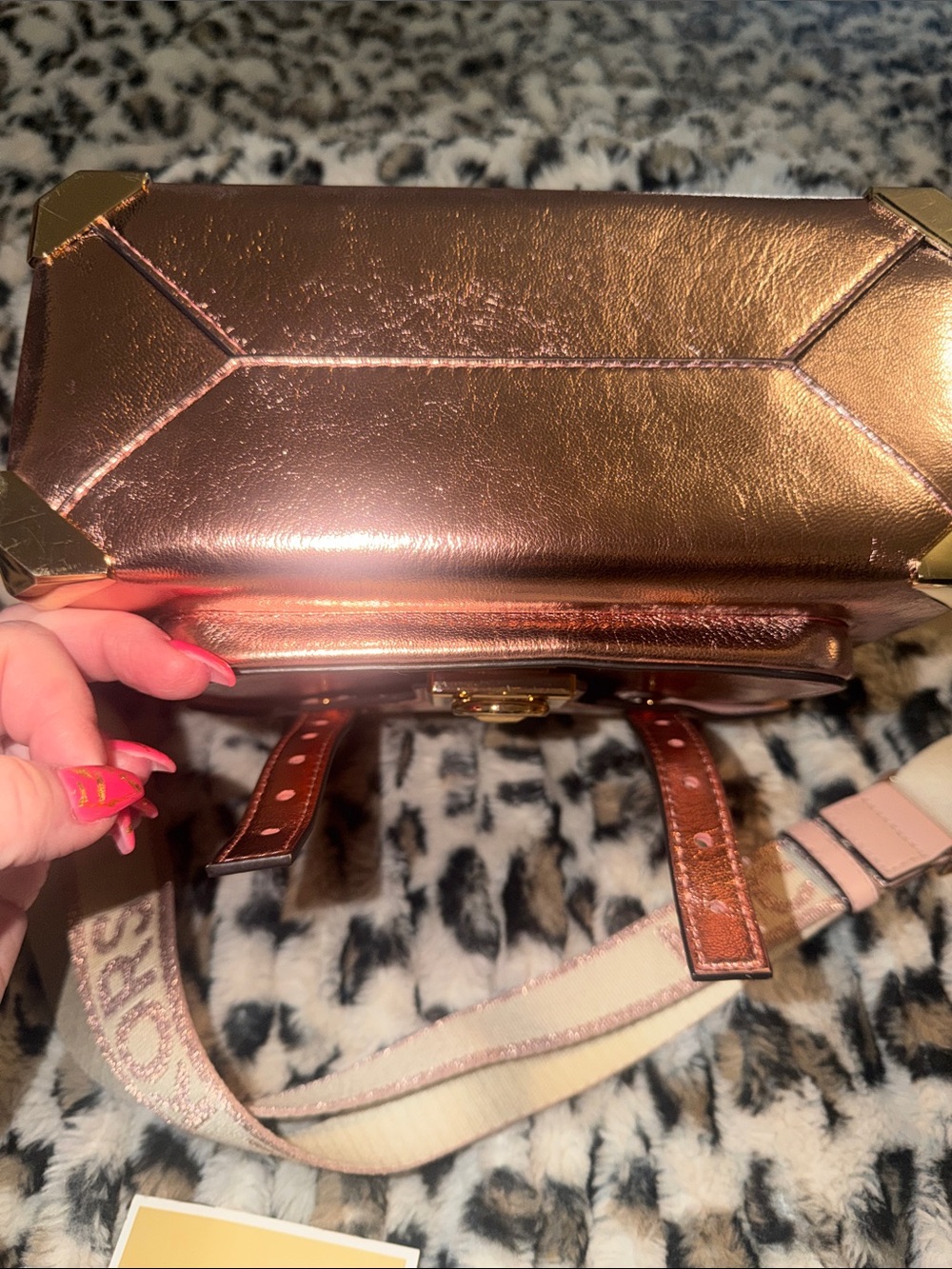 Michael Kors Metallic Rose Manhatten Satchel with Matching Card Case - Picture 13 of 15